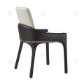 Italian minimalist white and black leather armest chairs